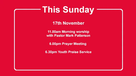 Sunday 17th November at Moira Baptist