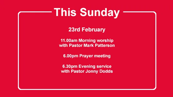 Sunday 26th January at Moira Baptist church